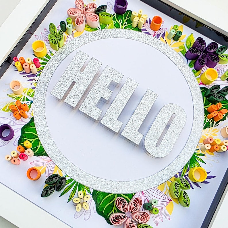 Quilling Kit Anfänger, 8x8 Wand Kunst Kit mit Rahmen, DIY Papierbastelset, Sunset Art Kit