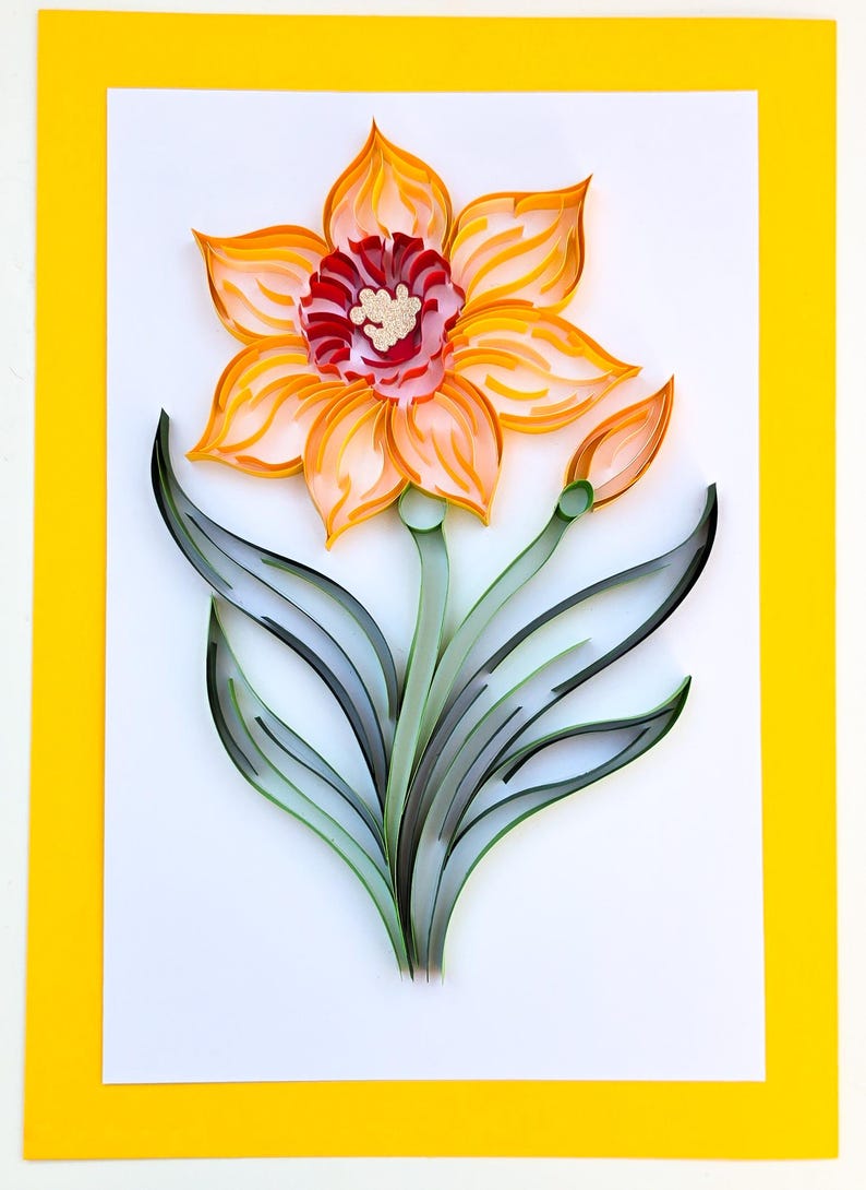 Narzisse Quilling Kit für Anfänger, Blumen DIY Bastelset, Papierkunst Handarbeitspaket