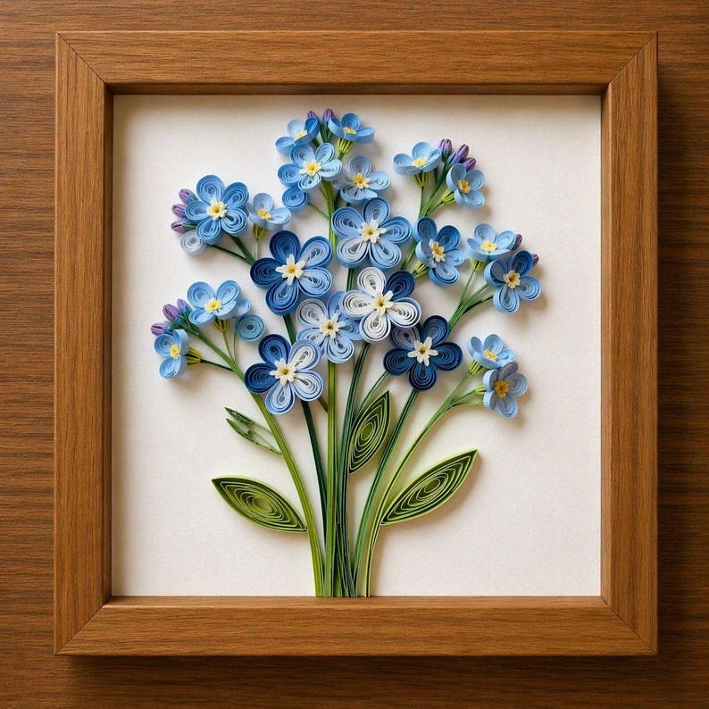 Quilled Blumen Wand Kunst 20x20cm Gerahmtes Papier Blumendekor