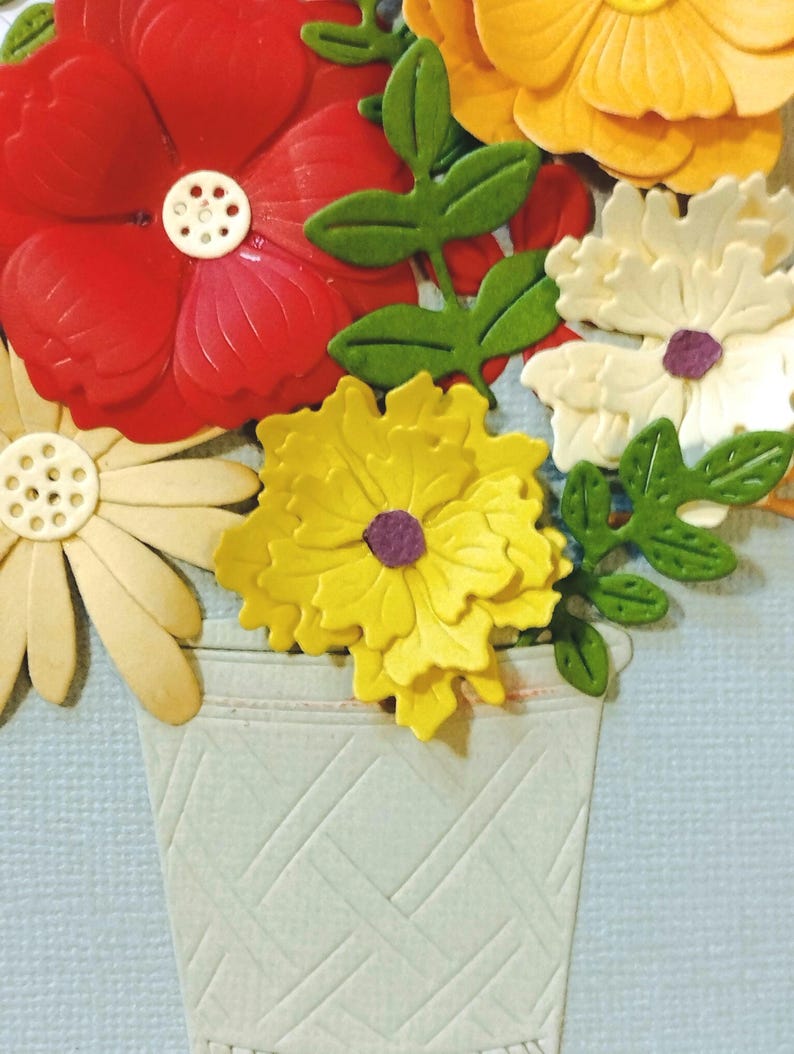 3D-Blumenbild aus Papier, farbenfroher Blumenrahmen, Papierskulptur, florales Wandbild, 18x18 cm