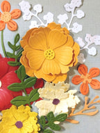 3D-Blumenbild aus Papier, farbenfroher Blumenrahmen, Papierskulptur, florales Wandbild, 18x18 cm