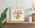 3D Papierschnittbild mit Pastellblumen, Reliefrahmen, Wandbild, Papierskulptur