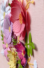 3D-Blumenbild aus Papier, Reliefrahmen mit Pastellblumen, Papierskulptur, florales Wandbild, 18x18 cm