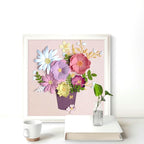 3D-Blumenbild aus Papier, Reliefrahmen mit Pastellblumen, Papierskulptur, florales Wandbild, 18x18 cm