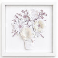 3D-Blumenbild aus Papier, weißer Blumenrahmen, Papierskulptur, Wandbild, handgefertigt