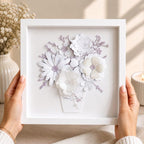 3D-Blumenbild aus Papier, weißer Blumenrahmen, Papierskulptur, Wandbild, handgefertigt