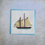 Quilling Segelschiff Karte, Handgemachte maritime Grußkarte, Sailboat Card, Nautische Papierkunst, Karte für Meeresliebhaber