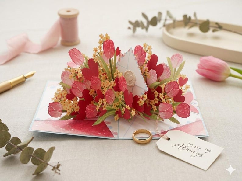 3D Pop-Up Karte Tulpe Geburtstagskarte 13x18 cm