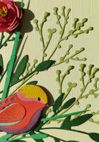 3D Papierschnittbild Blumen Vogel Wanddeko Schattenbox Handgefertigt 17,3 cm Holzrahmen Reliefkunst