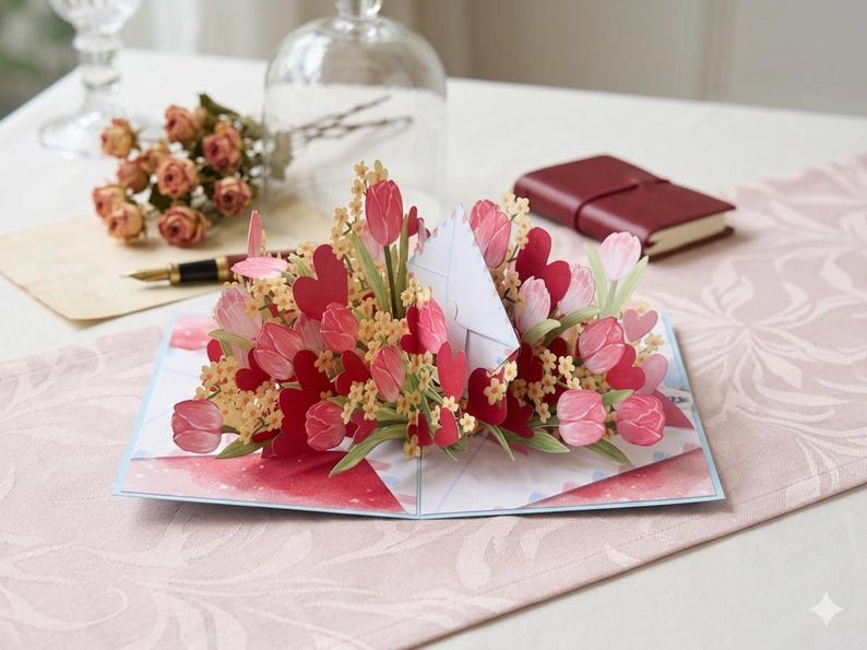 3D Pop-Up Karte Tulpe Geburtstagskarte 13x18 cm