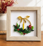 Quilling Kerzenkranz Wanddekoration | Handgemachter Papierkunst im Schattenrahmen
