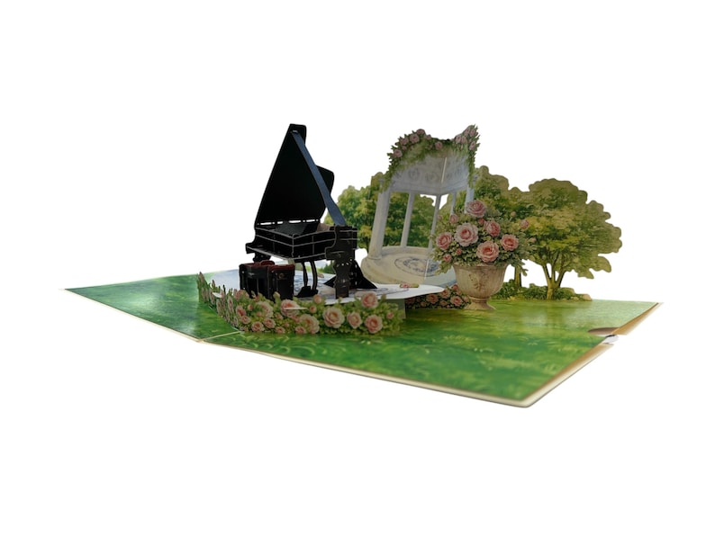 3D Pop-Up Klavier Grußkarte zum Geburtstag, 15x20 cm, mit Umschlag