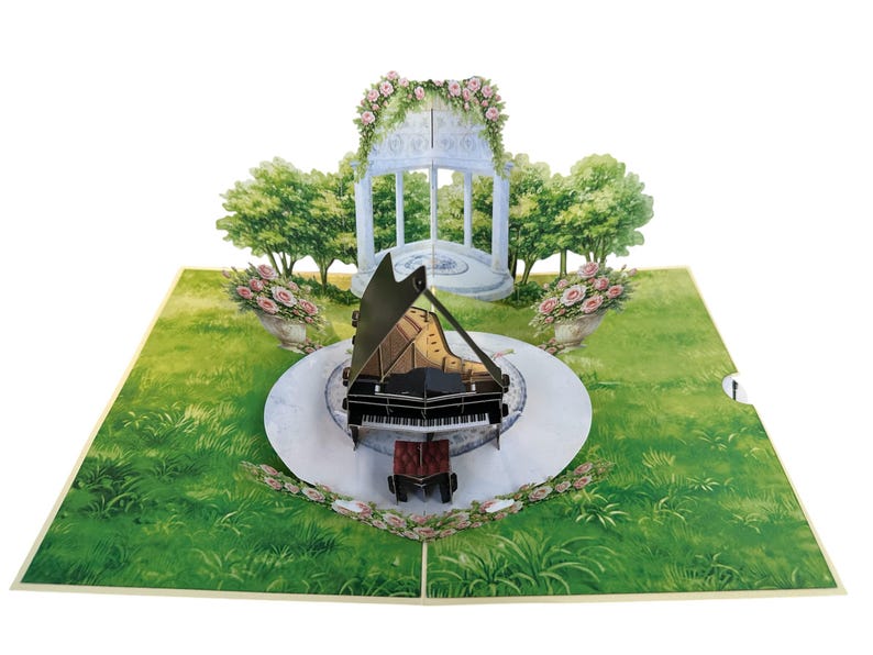 3D Pop-Up Klavier Grußkarte zum Geburtstag, 15x20 cm, mit Umschlag