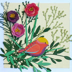 3D Papierschnittbild Blumen Vogel Wanddeko Schattenbox Handgefertigt 17,3 cm Holzrahmen Reliefkunst
