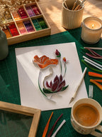 Wandbild Frau Papierquilling Blumensilhouette 3D Schattenboxrahmen 23x23 cm Moderne Wohndekoration