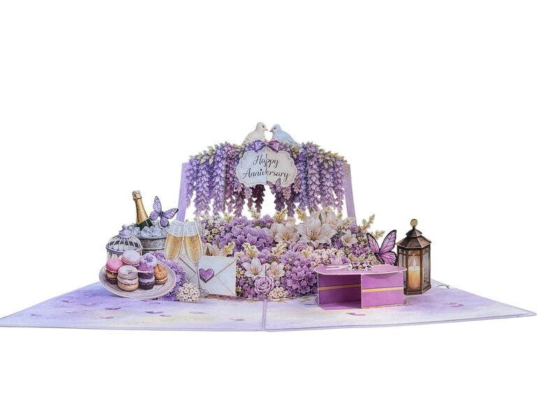 3D Pop-up Hochzeitskarte mit Zahlen, 15 x 20 cm, ausziehbares Notizkarten-Design