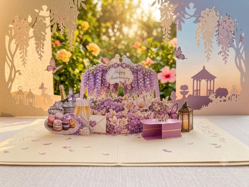 3D Pop-up Hochzeitskarte mit Zahlen, 15 x 20 cm, ausziehbares Notizkarten-Design