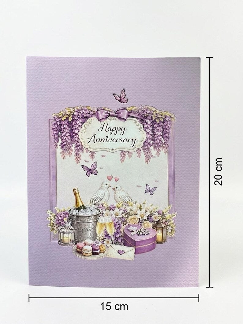 3D Pop-up Hochzeitskarte mit Zahlen, 15 x 20 cm, ausziehbares Notizkarten-Design