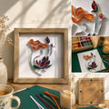 Wandbild Frau Papierquilling Blumensilhouette 3D Schattenboxrahmen 23x23 cm Moderne Wohndekoration