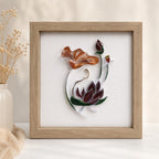 Wandbild Frau Papierquilling Blumensilhouette 3D Schattenboxrahmen 23x23 cm Moderne Wohndekoration